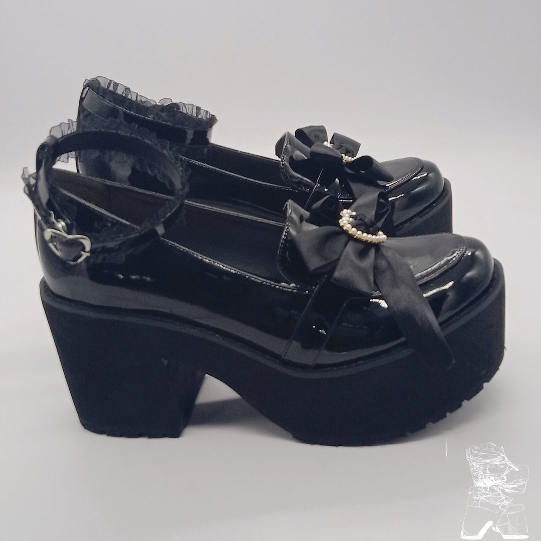 Jirai Kei Shoes High Heel Platform Shoes Lace Bow Shoes 37632:566722 37632:566722