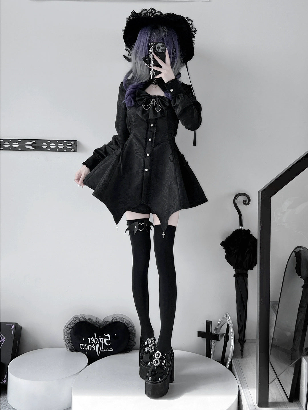black hollow dress Misty Hollow Midi Dress main image 0