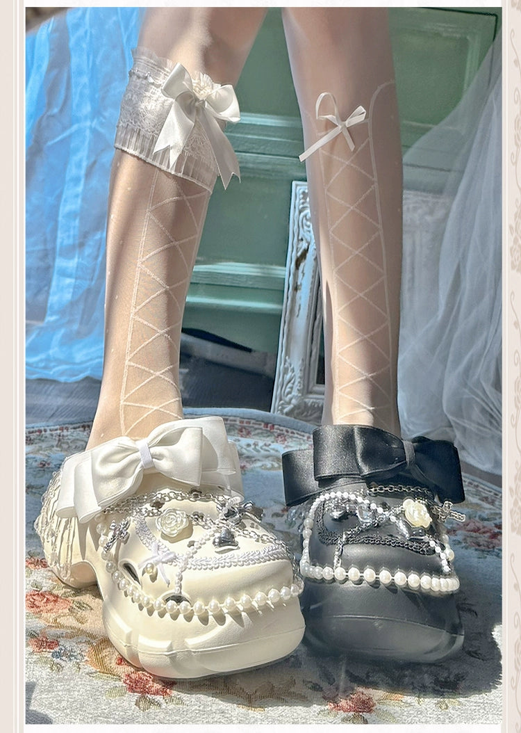 Summer Y2K Shoes, Bow Chain Clog Sandals (36-37 38-39 40-41) 42982:770256