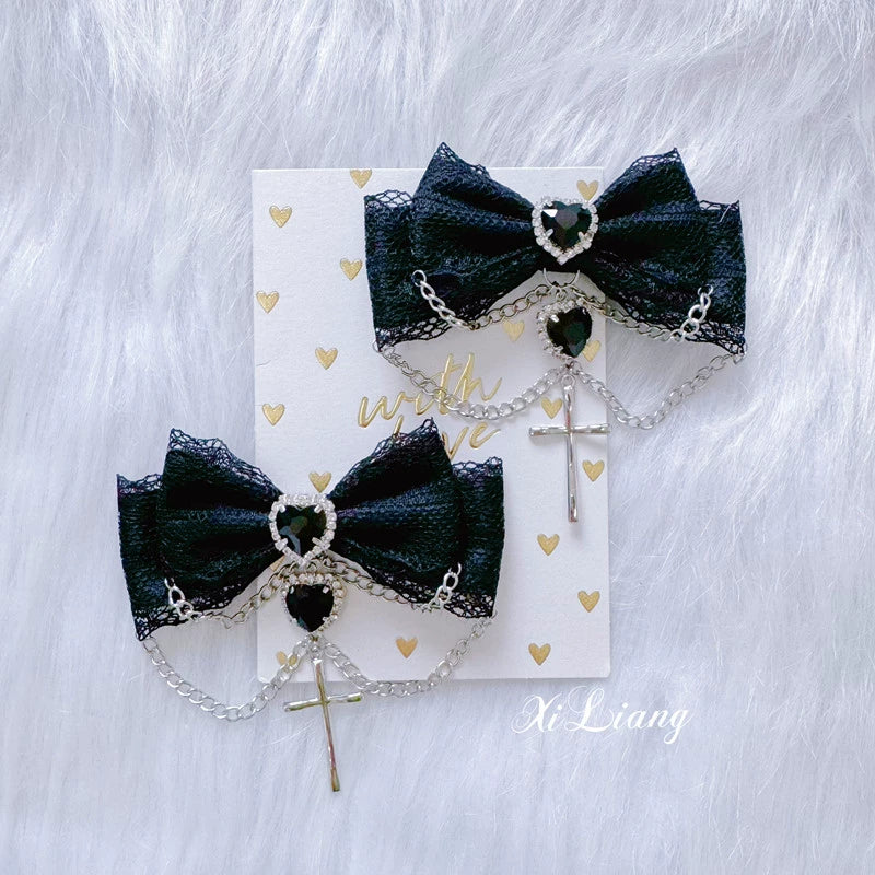 Jirai Kei Hair Clip Black Lace Brooch – Honey Wardrobe