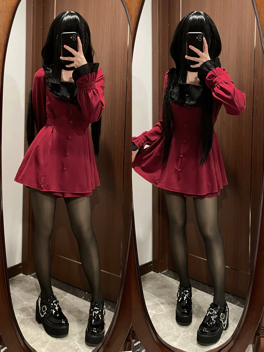 Jirai Kei Set Up Lace Embroidered Waist-cinching Dress 33722:474118