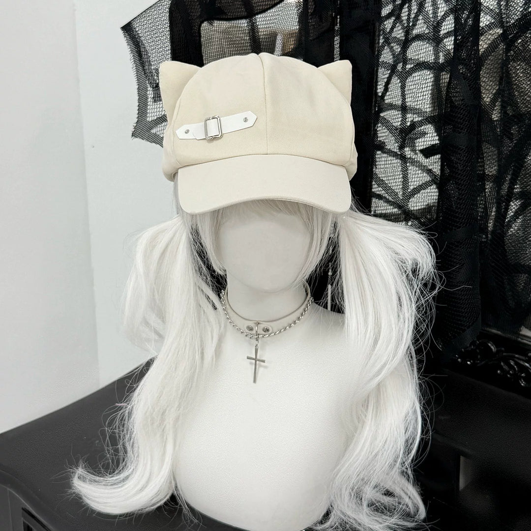 Jirai Kei Hat Black Cat Ear Cap Cute Beret (M) 40036:765563