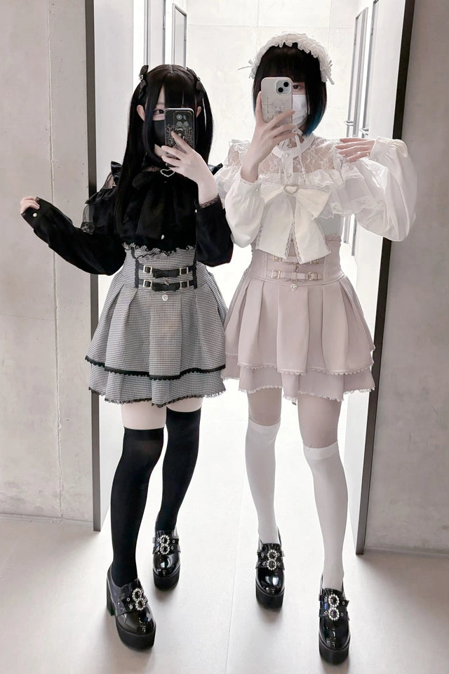 Jirai Kei Blouse Ruffle Lace Ribbon Shirt