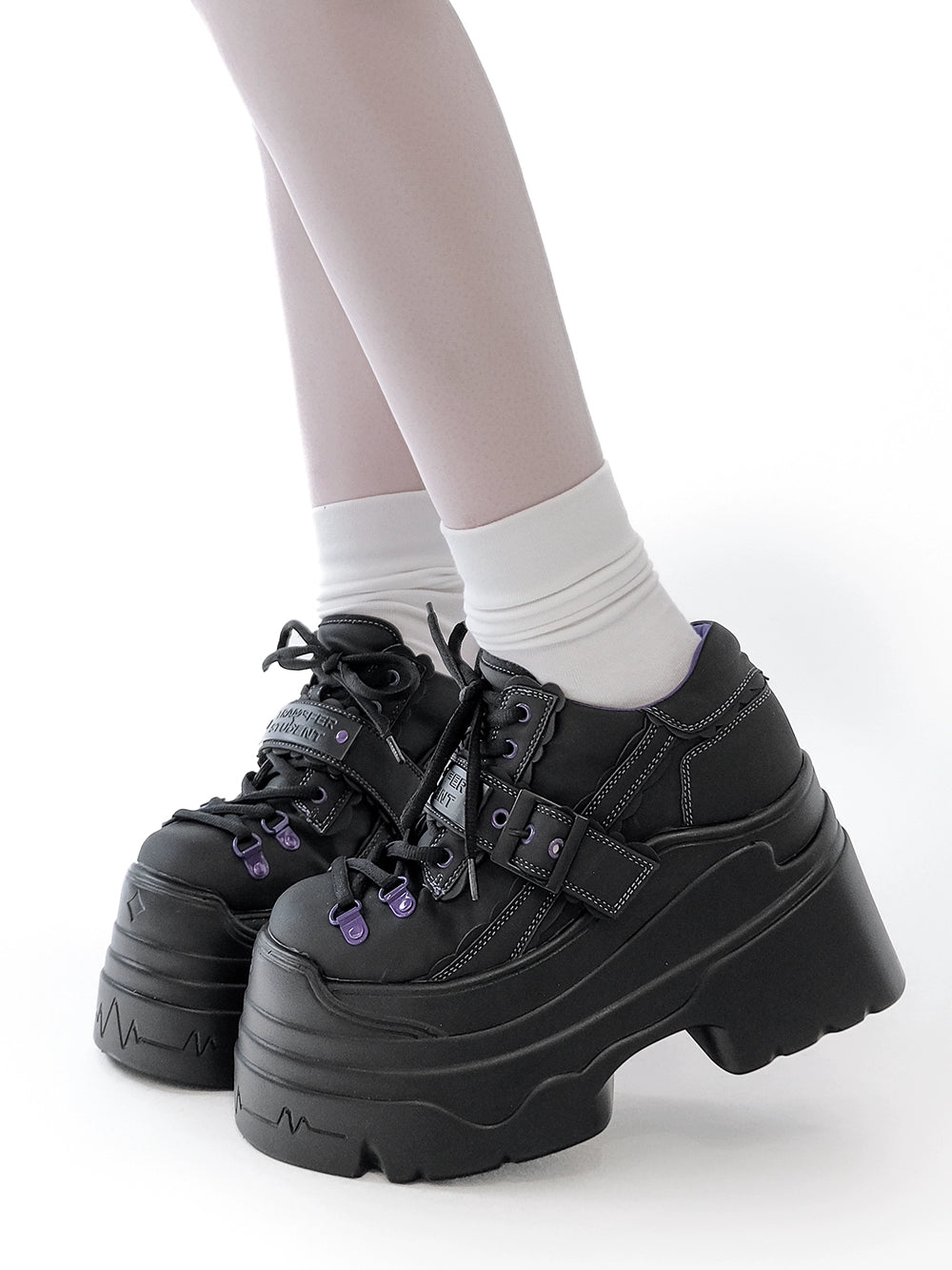 00s  nylon setup archive Y2Kドローコード Y2K Platform Shoes, Contrast Color Design – Honey Wardrobe