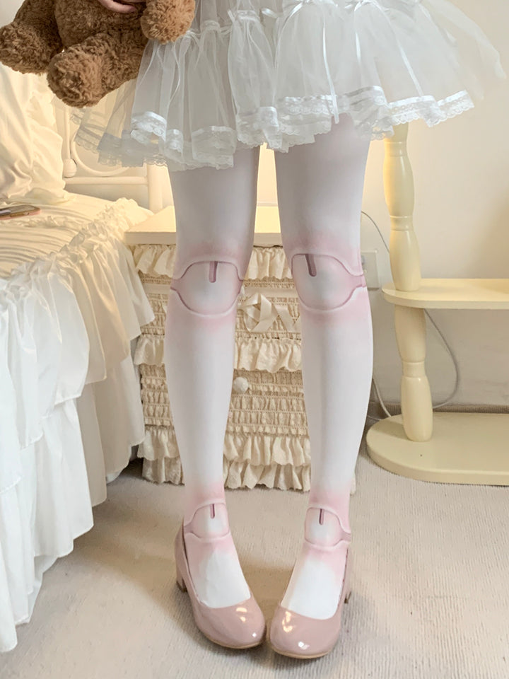 Sweet Lolita Velvet Socks Over-Knee Tights with Jointed Doll Print (Tights) 42365:737348