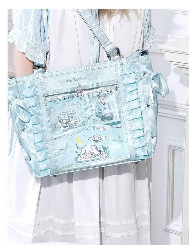 Large-Capacity Ita Bag, Clear Window Front + Rhinestones 43231:779295