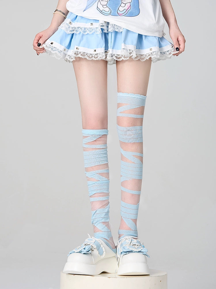 Tenshi Kaiwai Bandage Stockings Lolita Thin Thigh high Socks Honey Wardrobe