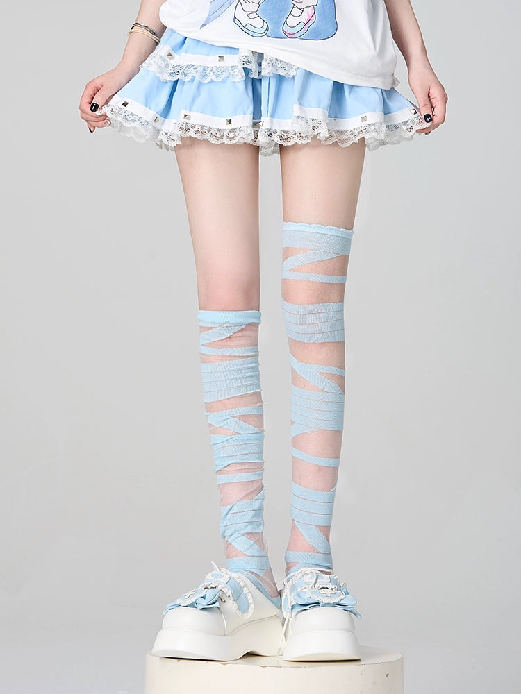 Tenshi Kaiwai Bandage Stockings Lolita Thin Thigh-high Socks 38248:582344