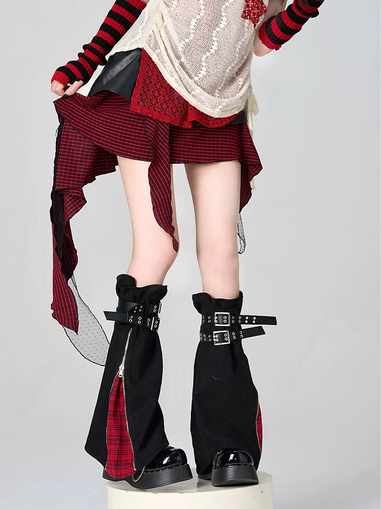Gyaru Leg Warmer Y2K Zipper Buckle Punk Leg Cover – Honey Wardrobe