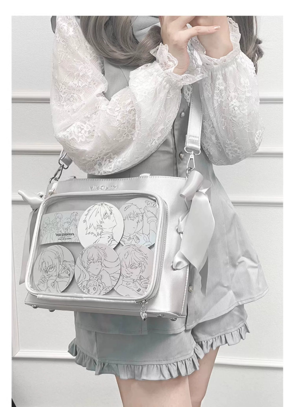 Satin Ita Bag, Clear Window & Detachable Ribbon Bow 43227:771925