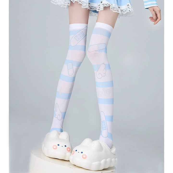 Tenshi Kaiwai Socks Knee-High Socks Striped Socks 35346:489396