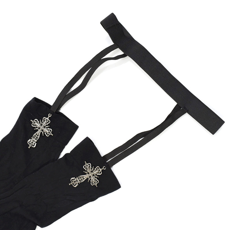 Solid Lolita Garter Stockings Velvet Socks with Cross Pendants 42603:746261