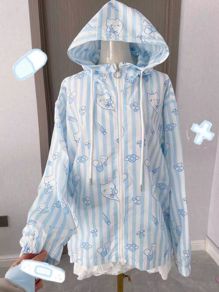 Tenshi Kaiwai UV Protection Hooded Jacket, Ghost Prints (L M) 42911:757415