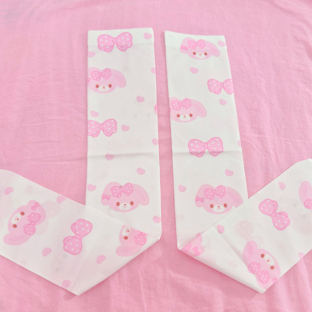 Kawaii Socks Pink Bunny Print Stockings Over-the-Knee Socks 42690:749436