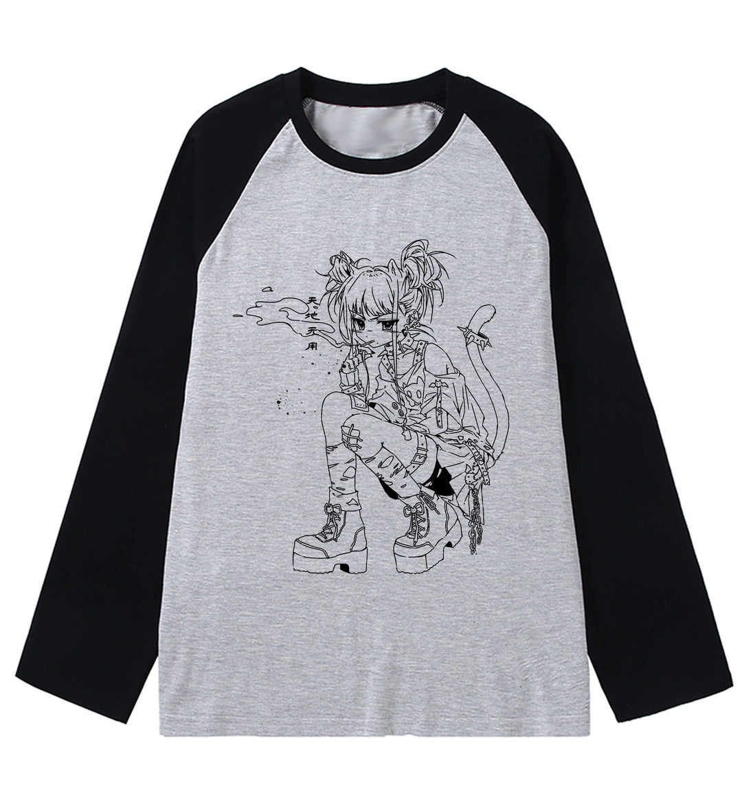 Kawaii T-shirt Long-sleeved Sweatshirt Cotton Top (2XL L M S XL) 39134:613612