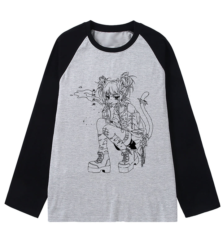 Kawaii T-shirt Long-sleeved Sweatshirt Cotton Top (2XL L M S XL) 39134:613612