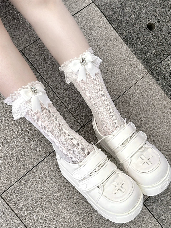 White Ryousangata Suspender Skirt, Peter Pan Collar Blouse (L M S) 43475:777754