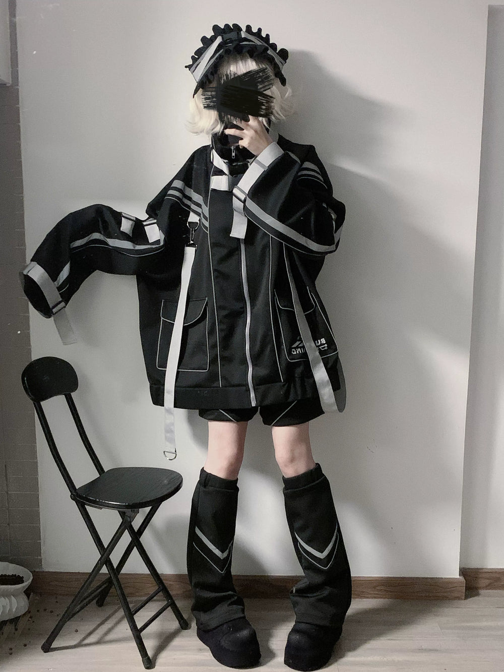 Plus Size Punk Couple Jacket Set, Oversized Style 35440:608096