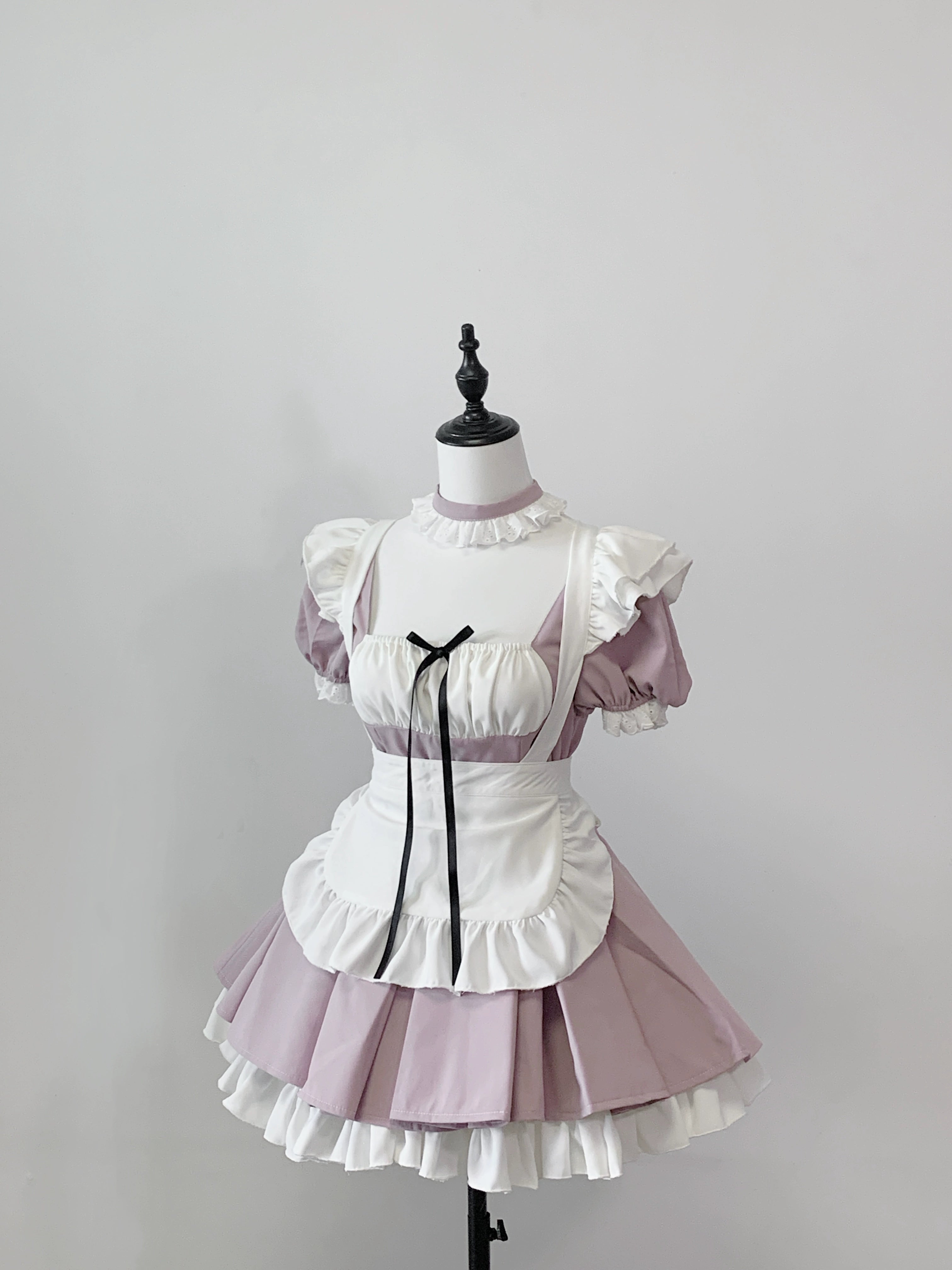 Kawaii Maid Dress, Detachable White Apron Pink Dress + Apron + Choker / M Kawaii Maid Dress, Detachable White Apron Pink Dress + Apron + Choker / M