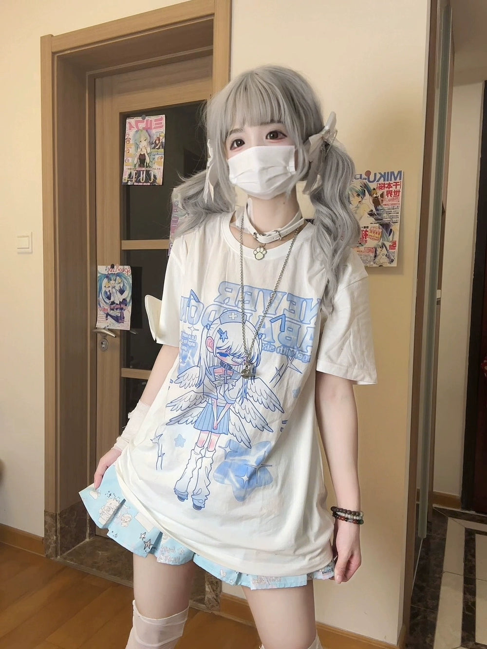 Cotton Tenshi Kaiwai T-shirt, Durable Prints & Angle Wing 43071:776237