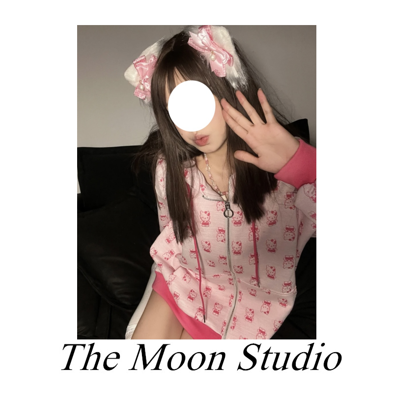 Y2K Kawaii Pink Cat Coat Pants Oversize Vesion 29336:337674 29336:337674