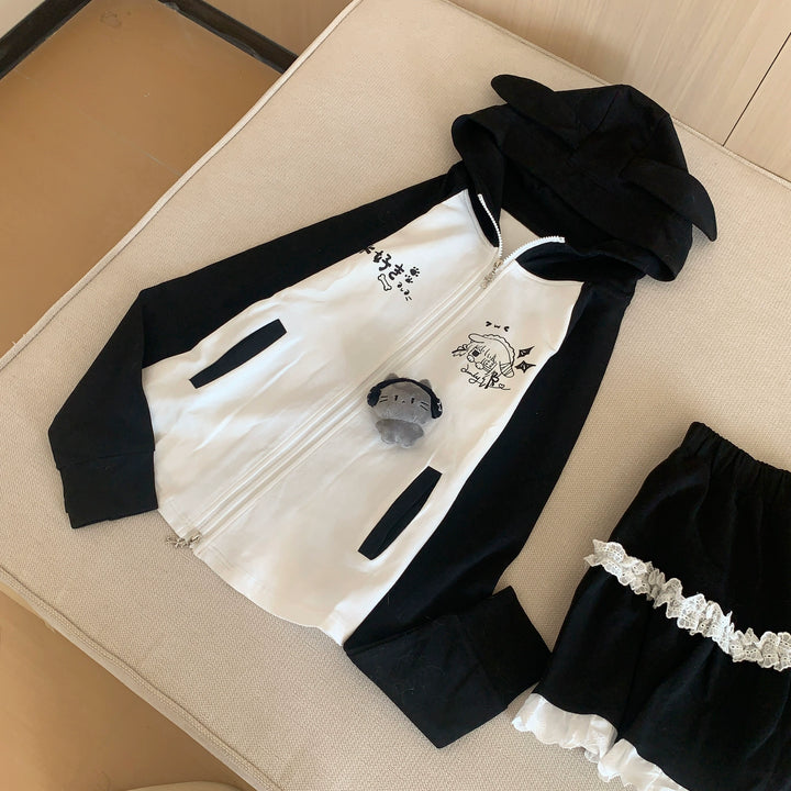 Jirai Kei Jacket with Puppy Ear Hood & Drop Shoulder Design (L M S) 42896:758600