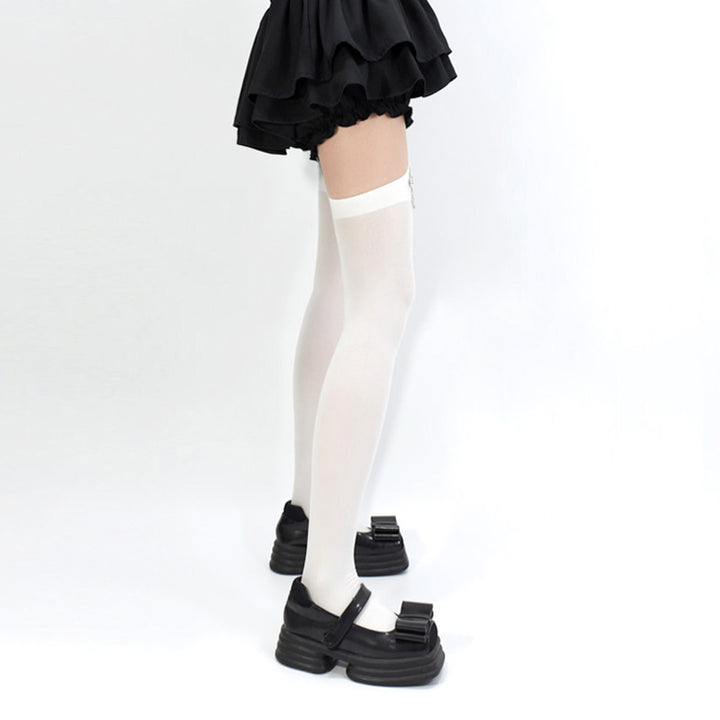 Solid Lolita Garter Stockings Velvet Socks with Cross Pendants 42603:746257