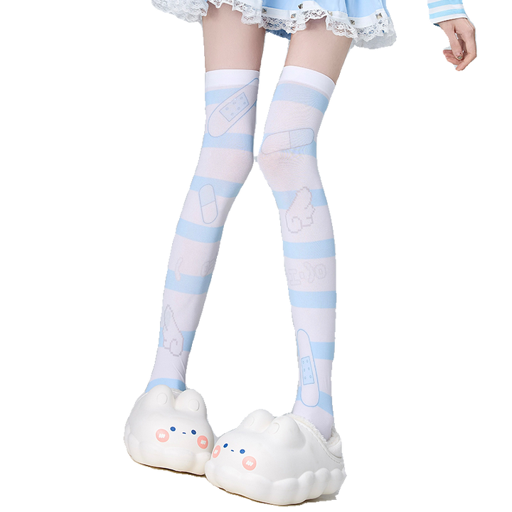 Tenshi Kaiwai Socks Knee-High Socks Striped Socks 35346:489394