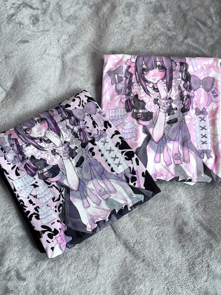 Cotton Jirai Kei Oversized T-shirt With Anime Girl Prints 43061:764132