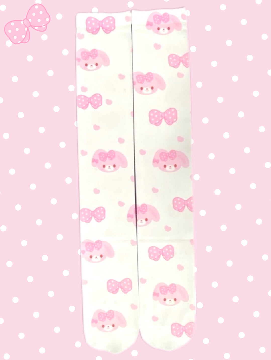 Kawaii Socks Pink Bunny Print Stockings Over-the-Knee Socks 42690:749433