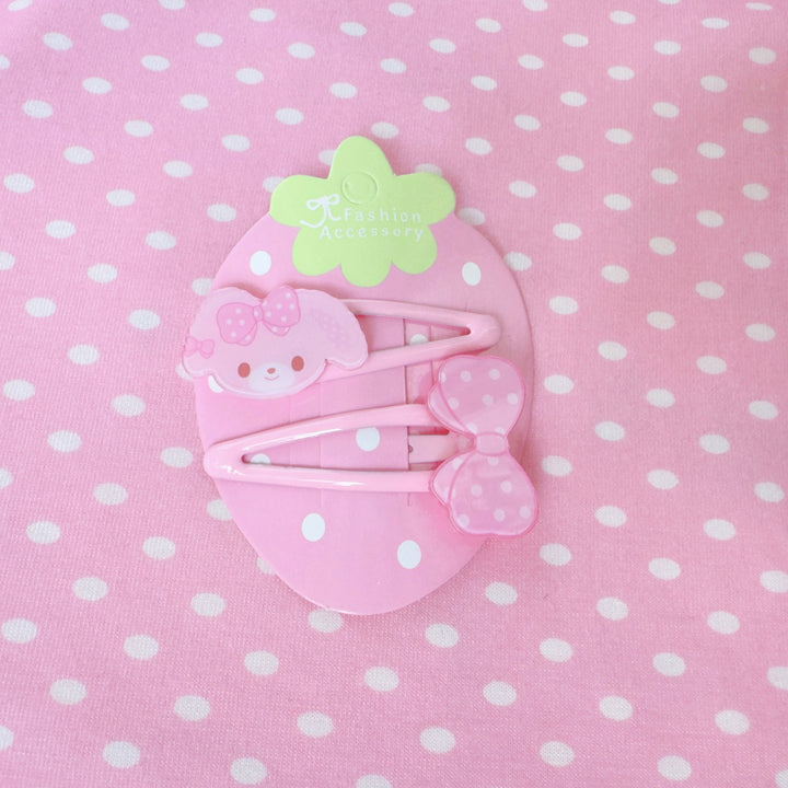 Kawaii Hairpin Bunny & Bear Hair Clips Pink Lolita Headdress 42692:749446