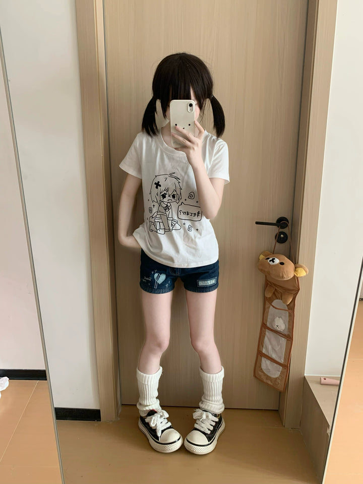 Summer Kawaii White T-Shirt, Cute Anime Graphic Tee 43325:774520