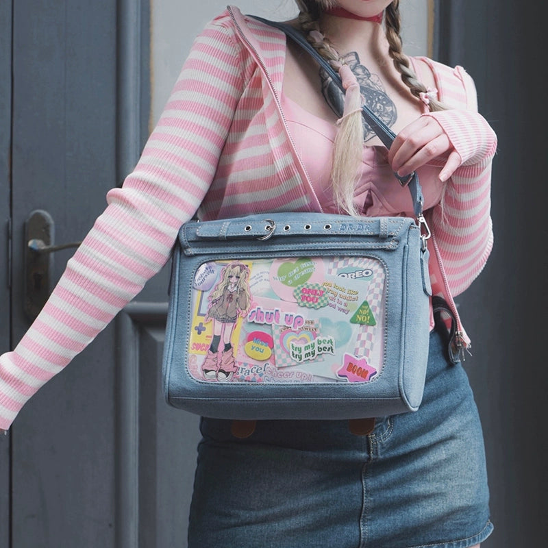 Kawaii Ita Bag Denim Crossbody Bag Large Capacity Handbag 37050:551702