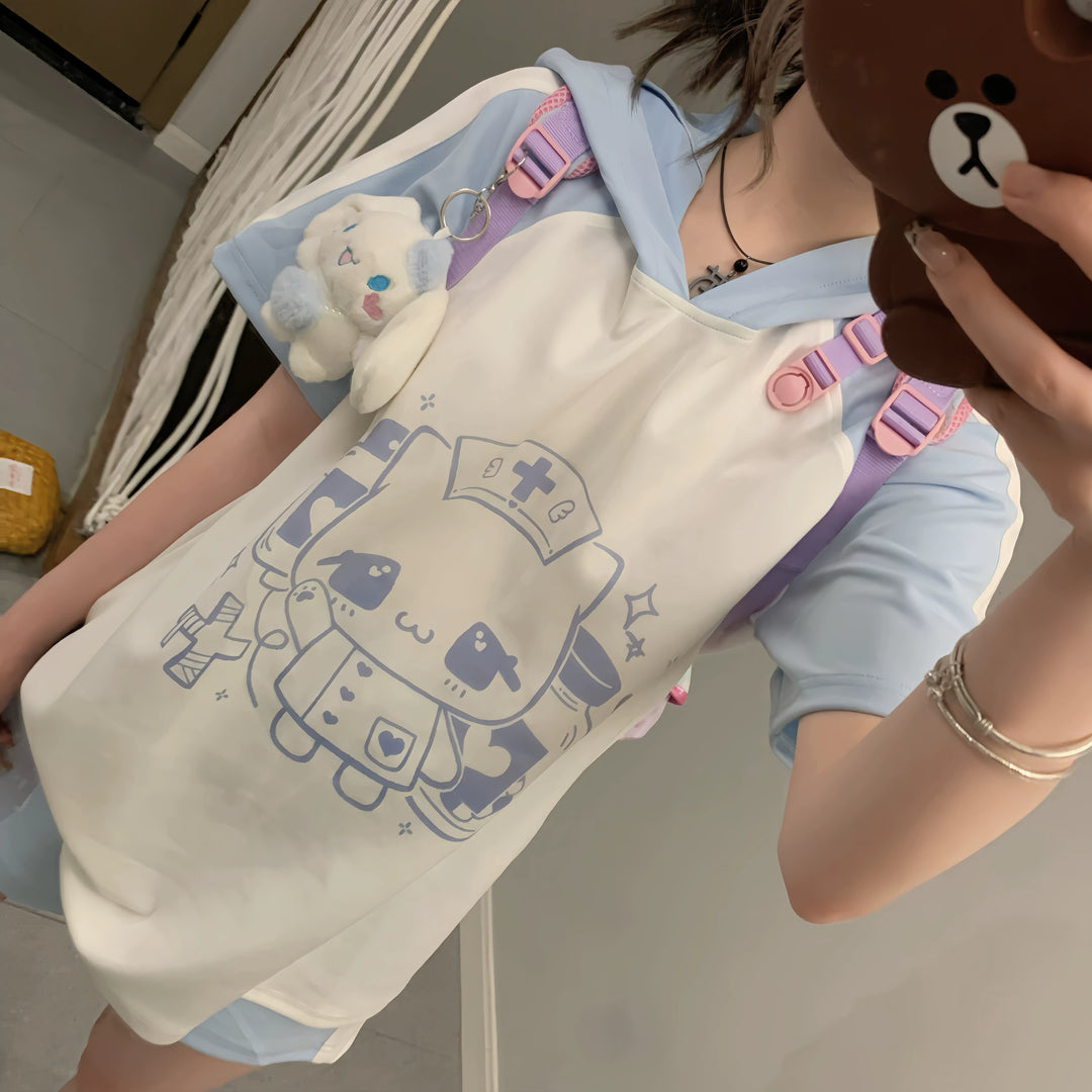 Tenshi Kaiwai Medical Cat Ear Short Sleeve Shirt And Shorts 38002:579588