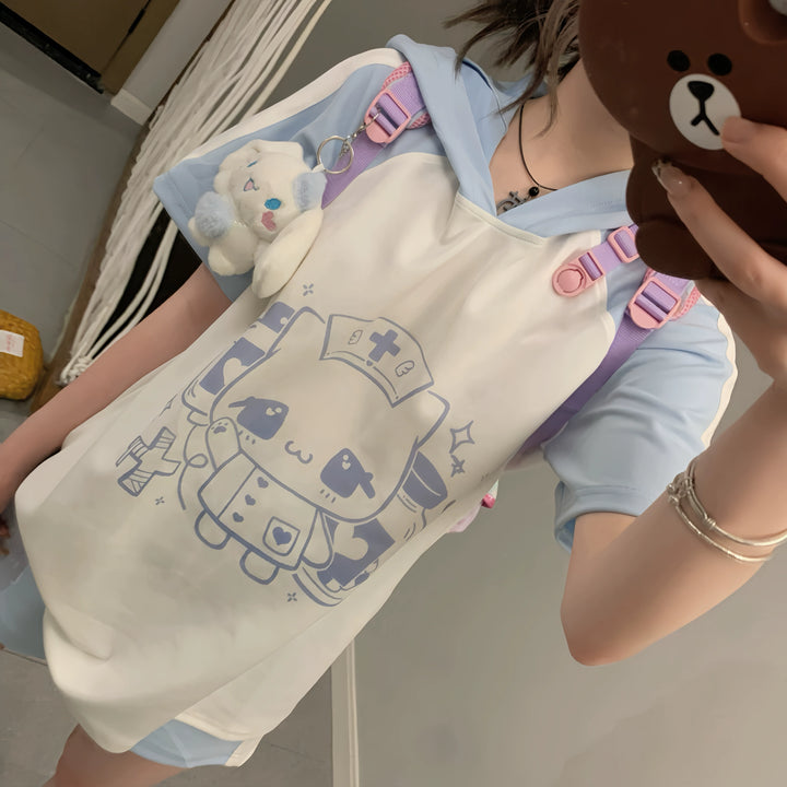 Tenshi Kaiwai Medical Cat Ear Short Sleeve Shirt And Shorts 38002:579588