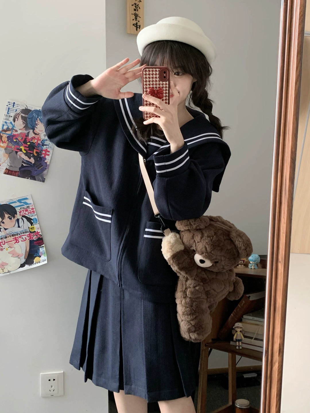 Winter JK Uniform Set, Coat and Pleated Skirt 43727:783845