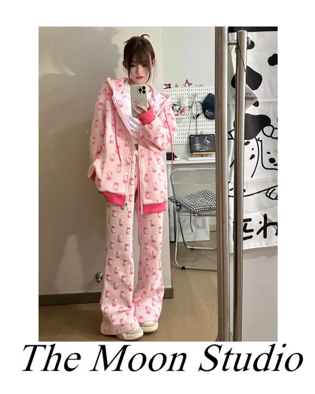 Y2K Kawaii Pink Cat Coat Pants Oversize Vesion (L M S XL / Pants) 29336:337662 (L M S XL / Pants) 29336:337662