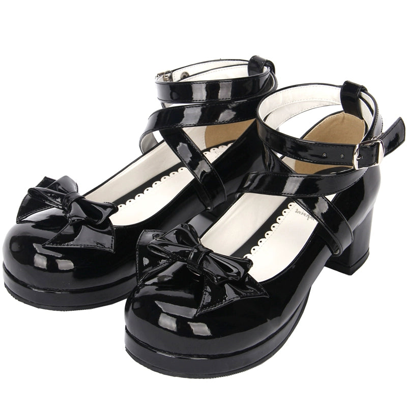 Lolita Mid-Heel Shoes Black White Red Mary Jane Shoes (33 34 35 36 37 38 39 40 41 42 43 44 45 46 47) 31924:373154