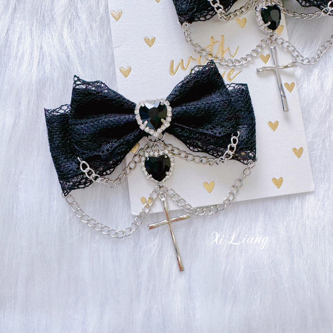 Jirai Kei Hair Clip Black Lace Brooch (Barrette Brooch) 35286:492610