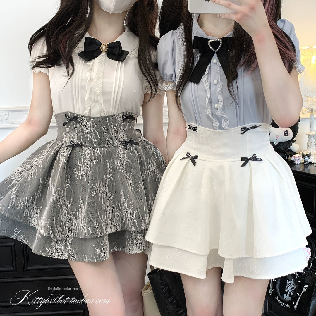 Puffy-Sleeved Jirai Kei Shirt, Peter-Pan Collar/Natural Cut 43107:765894