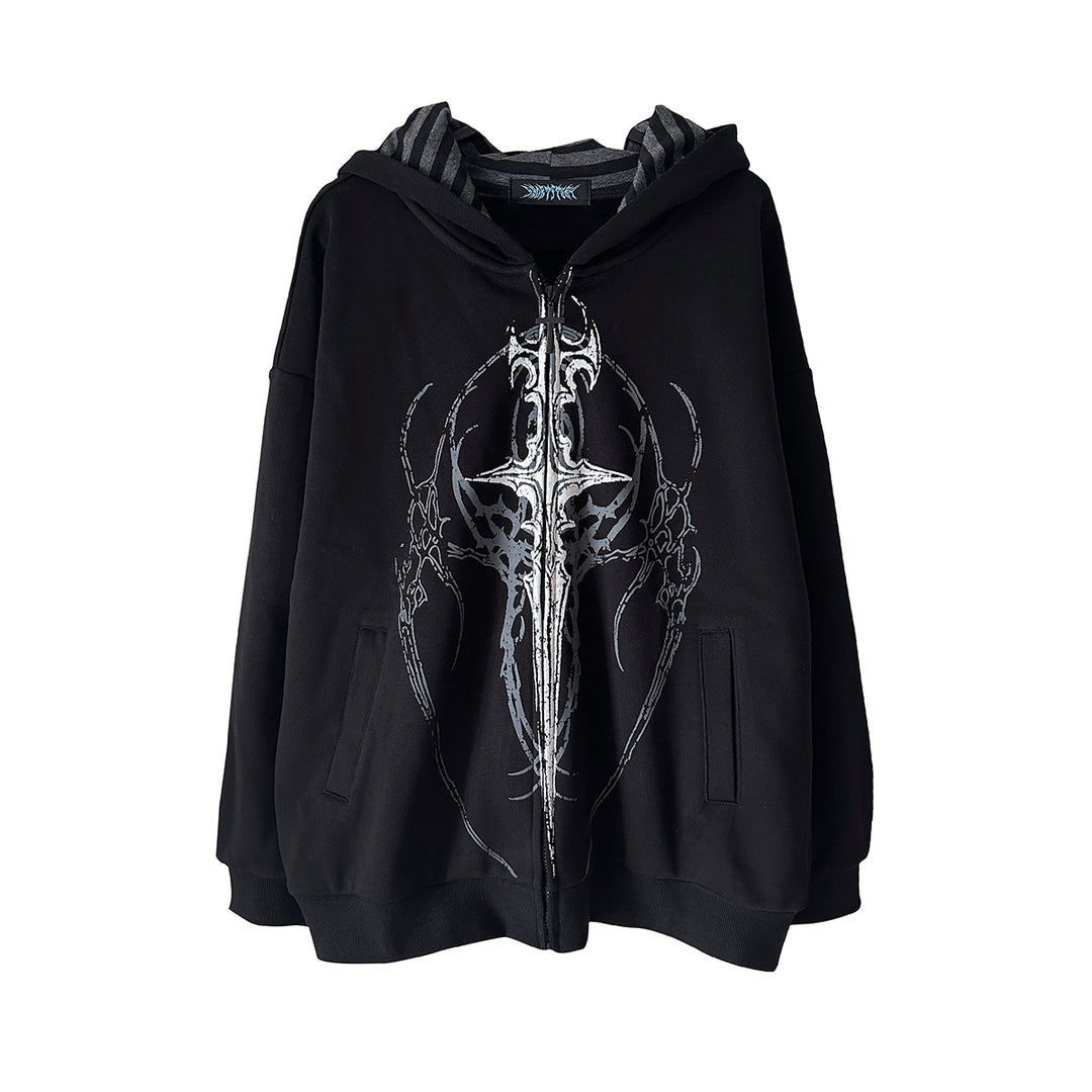 Cotton Jirai Kei Coat Gothic Punk Style with Oversized Design (L M XL) 42386:737969
