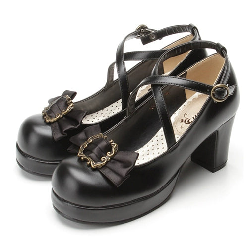 Lolita Shoes Mori Kei High Heels Shoes Multicolor (34 35 36 37 38 39 40 / Black) 28952:341422