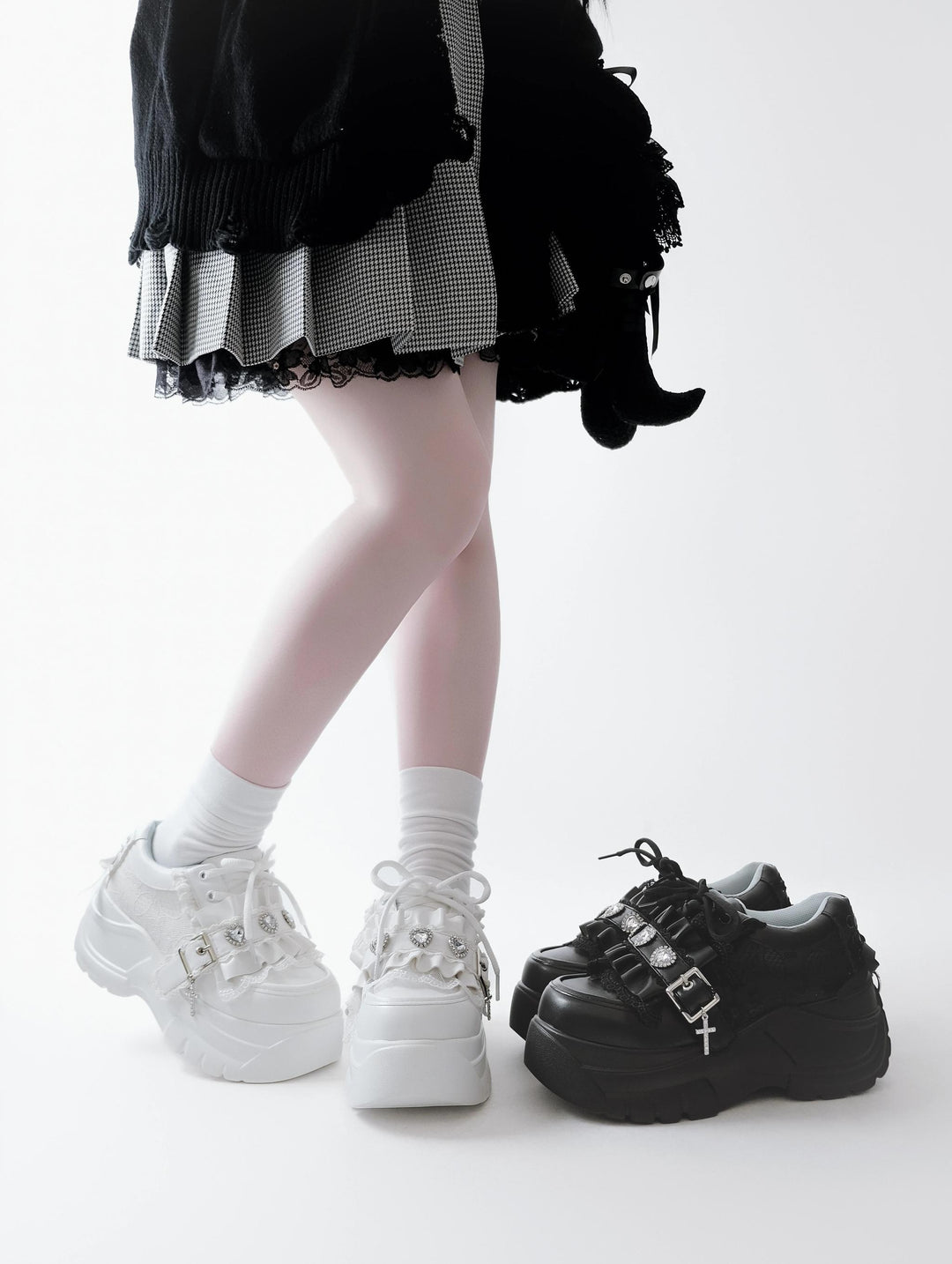 Subculture Platform Shoes, Heart-shaped Rhinestone 43619:781225