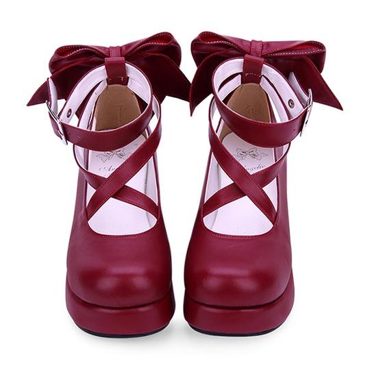 Lolita Platform Shoes Big Bow Round Toe Shoes Multicolor 31644:370298