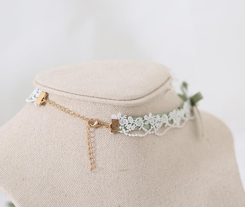 Lolita Fashion And Mori Kei Hair accessory Matcha Green Lace Brooch Clasp 36426:520756