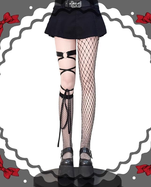 Gothic Lolita Fishnet Calf Sock, Thigh-high Sock, Garter (F) 43319:773814