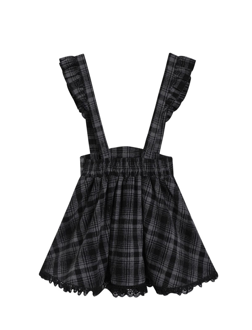 Jirai Kei Set Purple Open-Shoulder Blouse Plaid Suspender Skirt Set (L M S) 33830:440800