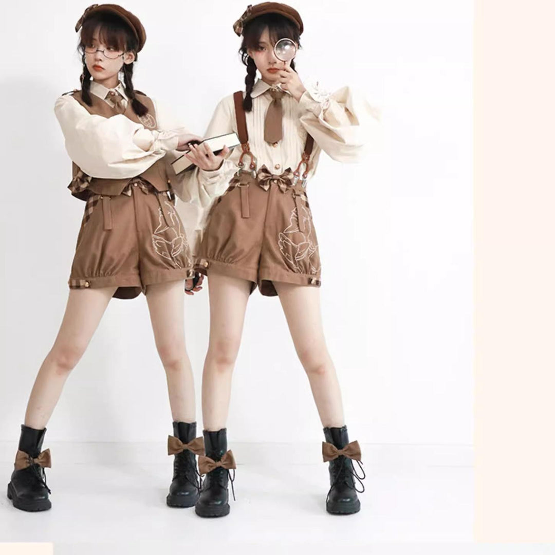 Kawaii Ouji Fashion Coffee Blouse Vest Shorts 22770:354058 22770:354058