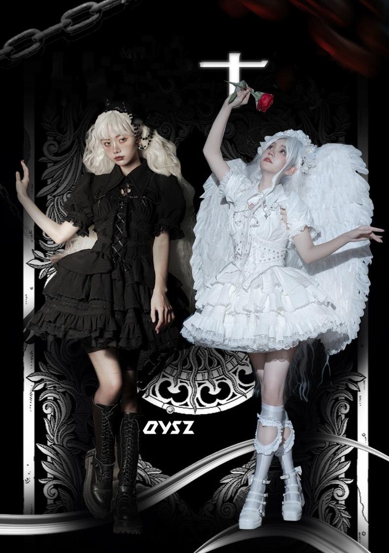Gothic Lolita Dress Sweet Short Jumper Dress M / Black (JSK only)
