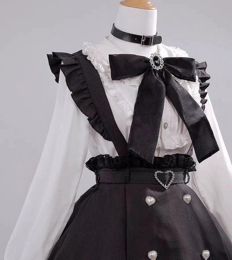 Jirai Kei White Blouse + Black Suspender Skirt 32940:778993